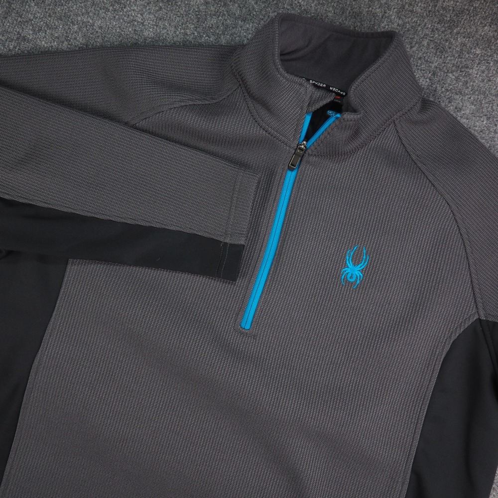 Spyder Core Sweater Mens 2XL Quarter Zip Gray Black Pullover Ski Logo Gorpcore
